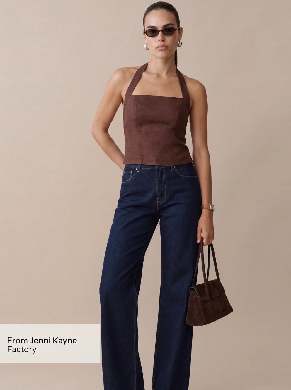 New Kourt brown dixie linen halter blouse $122 sz 4